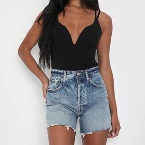 Impressively Flirty Black Strappy Plunge Cami Top
